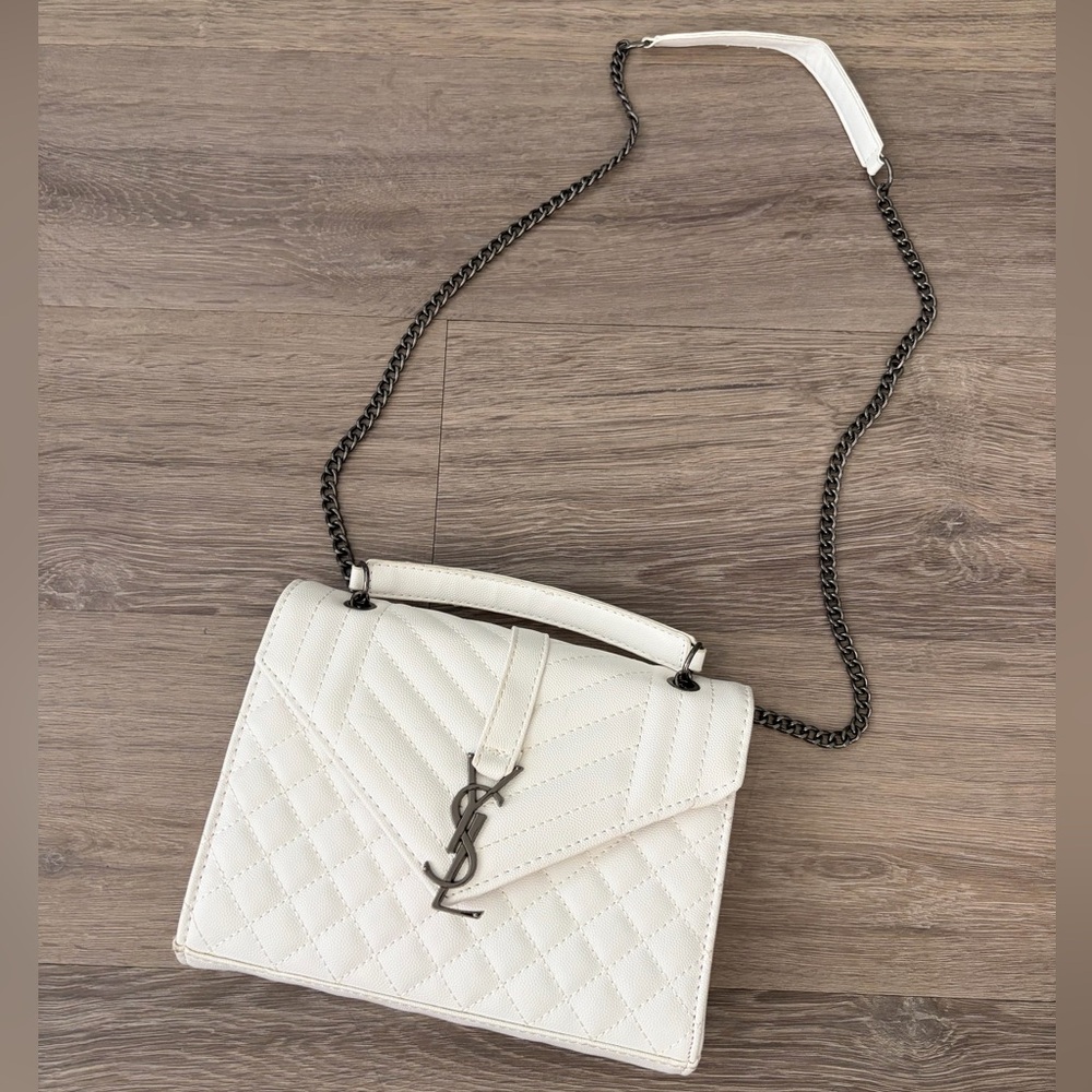 Custom Made White Quilted Chain Wallet Bag